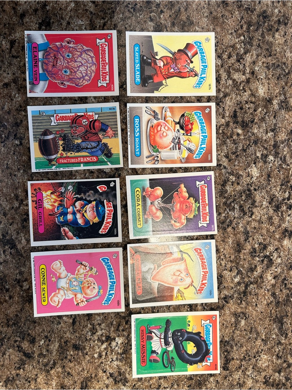 Vintage Garbage Pail Kids Trading Cards - 10 Card Lot